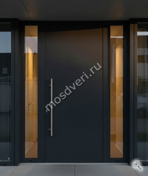 Входная дверь широкая в частный дом темно-серая - купить от производителя Мосдвери Входная дверь широкая в частный дом темно-серая