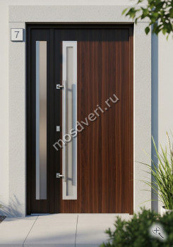 Дизайнерская входная дверь коричневая со стеклом - купить от производителя Мосдвери Дизайнерская входная дверь коричневая со стеклом